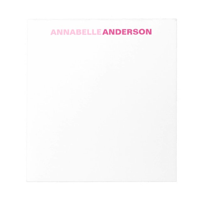 Personalised Hot Pink Chic Bold Font For Her Name Notepad (Front)