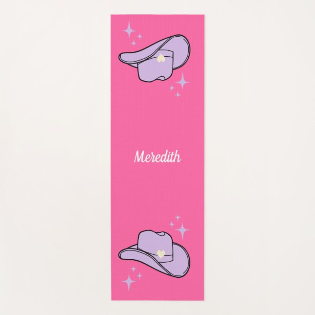 Personalised Hot Pink Cowgirl Rodeo  Yoga Mat (Front)