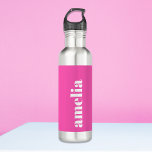 Personalised Hot Pink Monogram 710 Ml Water Bottle<br><div class="desc">Cute water bottle with your monogram name or initials in a bold white popular font on a hot neon pink background. You can adjust the size of the text in the design tool for shorter or longer names.</div>