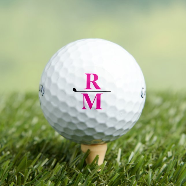 Personalised Hot Pink Monogram  Golf Balls (Insitu Tee)