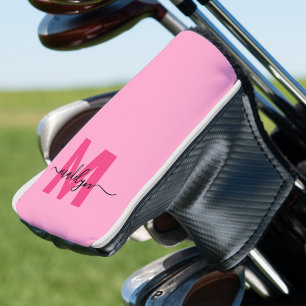 Personalised Hot Pink Monogram Name Golf Head Cover