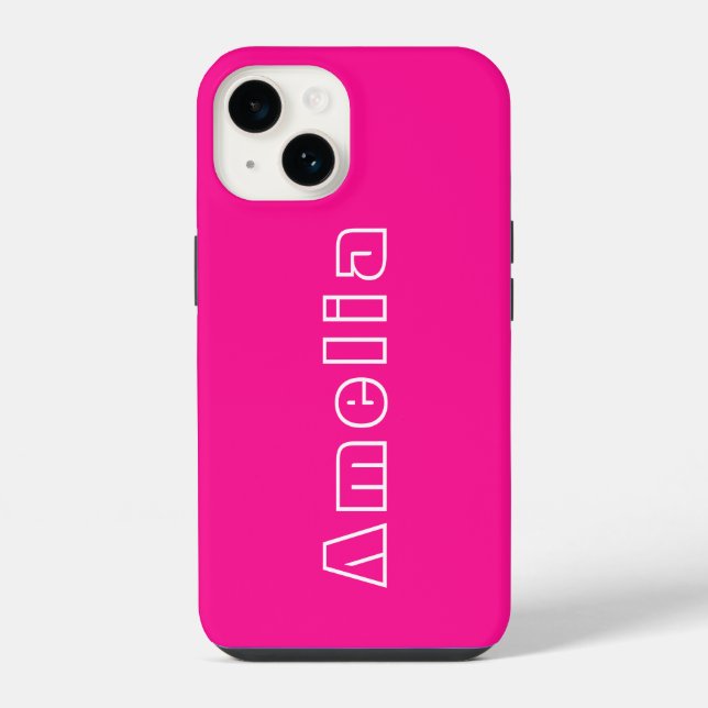 Personalised Hot Pink Monogram Name  iPhone Case (Back)