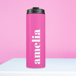Personalised Hot Pink Monogram Thermal Tumbler
