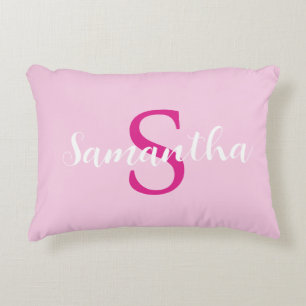 Personalised hot pink pillow with name initial