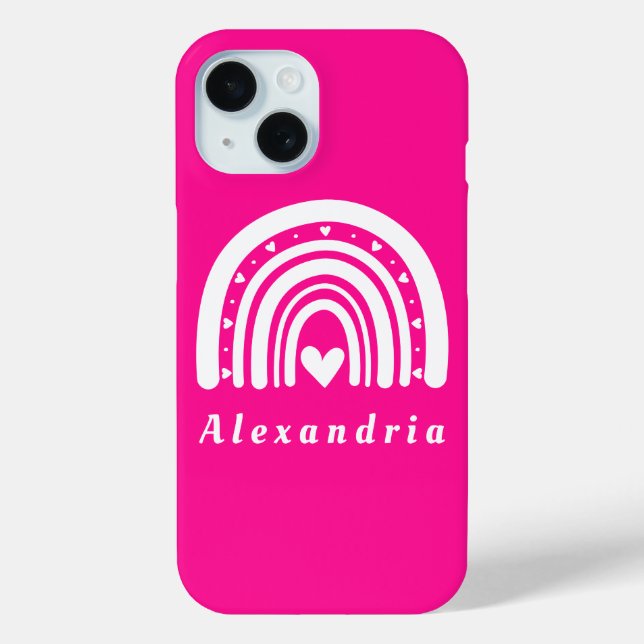 Personalised Hot Pink Rainbow Case-Mate iPhone Case (Back)