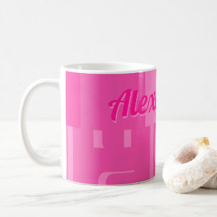 Personalised Hot Pink Retro Coffee Mug