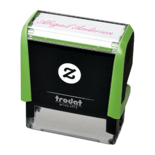 Personalised Hot Pink Script Full Name  Self-inking Stamp