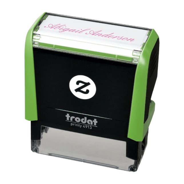  Personalised Hot Pink Script Full Name  Self-inking Stamp (Product)