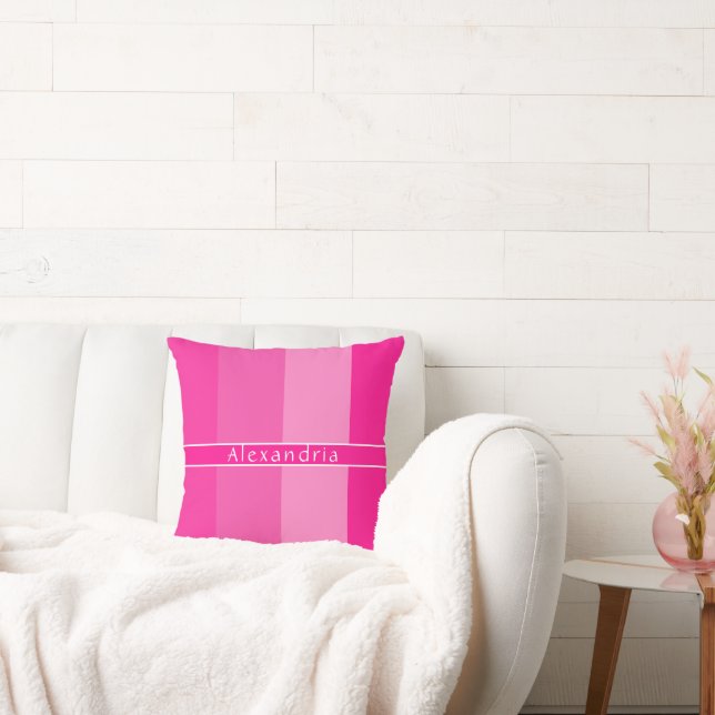 Personalised Hot Pink Stripes Cushion (Couch)