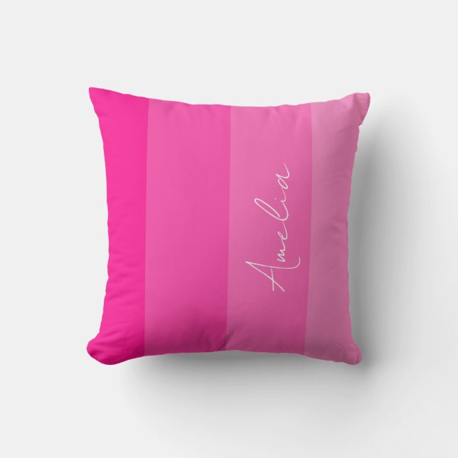 Personalised Hot Pink Stripes Cushion (Front)