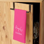 Personalised Hot Pink  Tea Towel<br><div class="desc">Hot Pink kitchen towel.  Personalised..  Simple Personalised kitchen towel.</div>