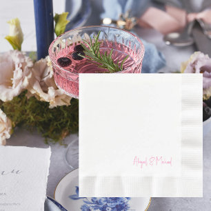 Personalised Hot Pink Wedding Coined Luncheon Napkin