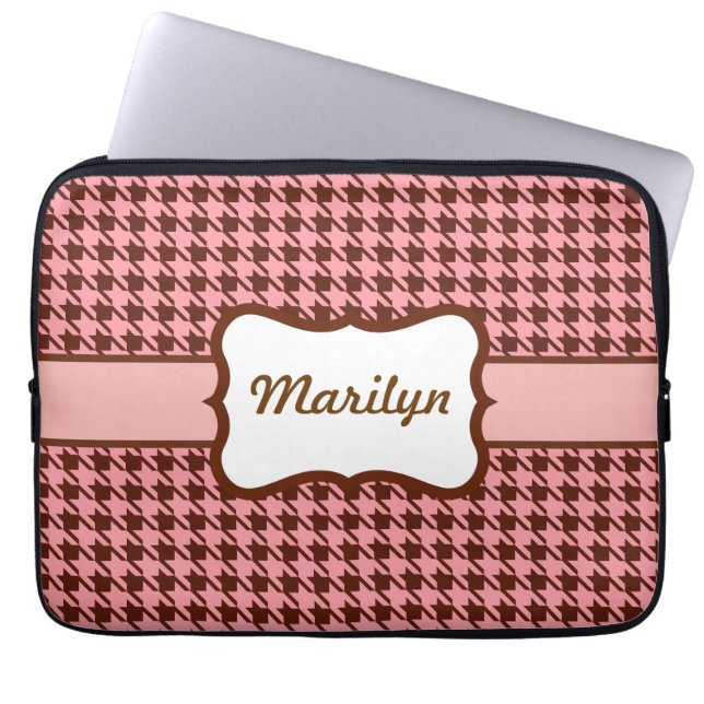 Personalised Houndstooth Laptop Bag (Front)