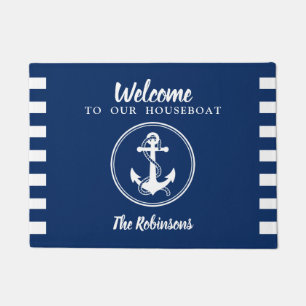 Personalised Houseboat With Anchor & Rope Doormat