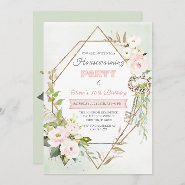Personalised Housewarming and Birthday Invitation (Front/Back)