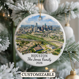 Personalised Houston Ornament, Custom Texas Ceramic Ornament
