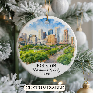 Personalised Houston Ornament, Custom Texas Ceramic Ornament