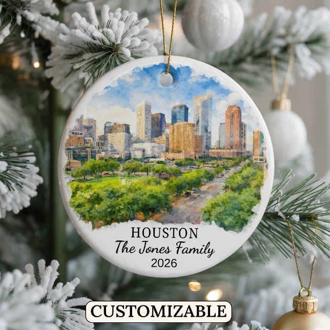 Personalised Houston Ornament, Custom Texas Ceramic Ornament (Creator Uploaded)