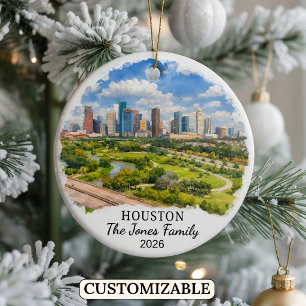 Personalised Houston Ornament, Custom Texas Ceramic Ornament