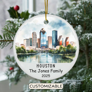 Personalised Houston Ornament, Texas Ceramic Ornament