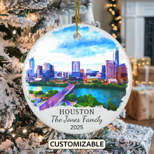 Personalised Houston Ornament, Texas State Ceramic Ornament
