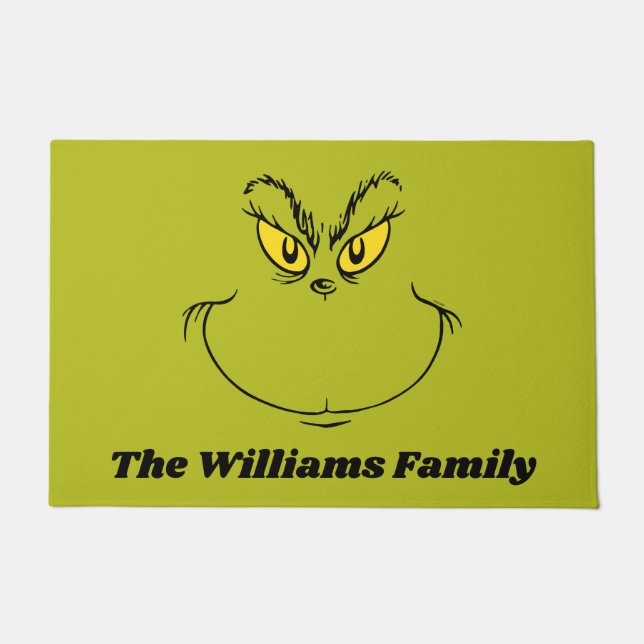 Personalised How Grinch Stole Christmas Face Doormat (Front)