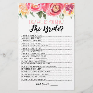 Personalised How well do you know the Bride game