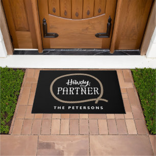 Personalised Howdy Partner Rope Cowboy Doormat