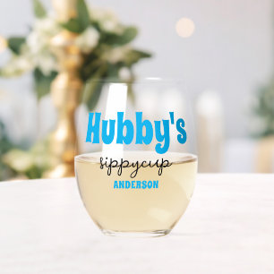 Personalised Hubby's Sippy Cup Stemless Wine Glass