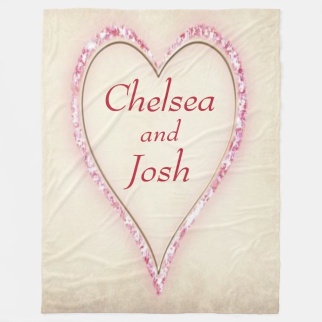 Personalised Huge Heart Love Fleece Blanket (Front)