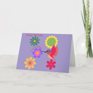 Personalised Hummingbird and Flowers Card