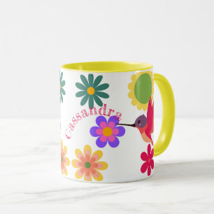 Personalised Hummingbird and Flowers Mug