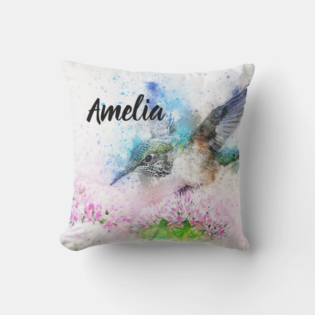 Personalised Hummingbird Cushion (Front)