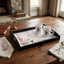 Personalised Hummingbird Floral Servinserving tray