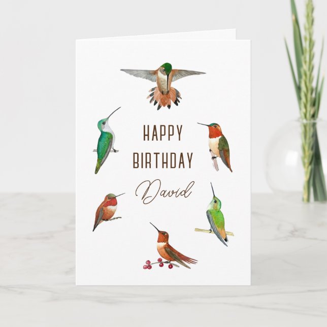 Personalised Hummingbirds Birthday Card (Front)