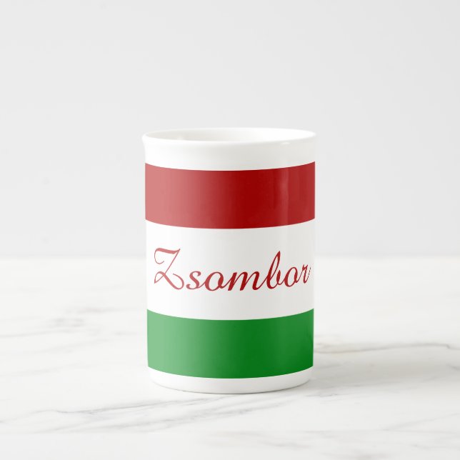 Personalised Hungarian Flag Bone China Mug (Front)