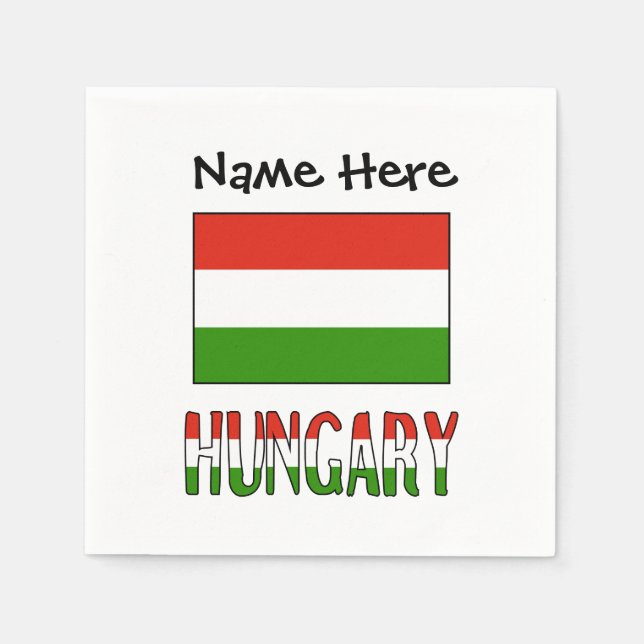 Personalised Hungary Flag Napkin (Front)