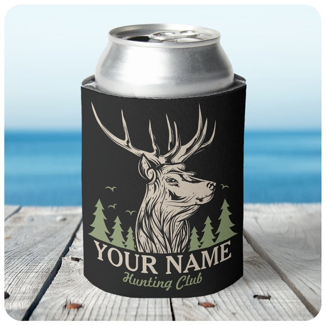Personalised Hunter Deer Elk Antler Hunting Club  Can Cooler (Creator Uploaded)
