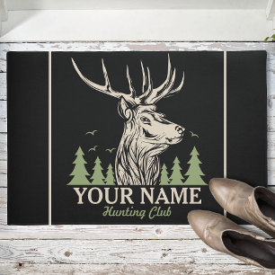 Personalised Hunter Deer Elk Antler Hunting Club Doormat