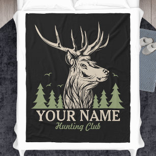 Personalised Hunter Deer Elk Antler Hunting Club  Fleece Blanket
