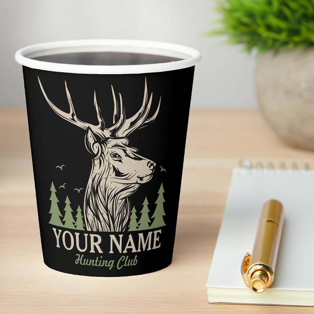 Personalised Hunter Deer Elk Antler Hunting Club Paper Cups (Creator Uploaded)
