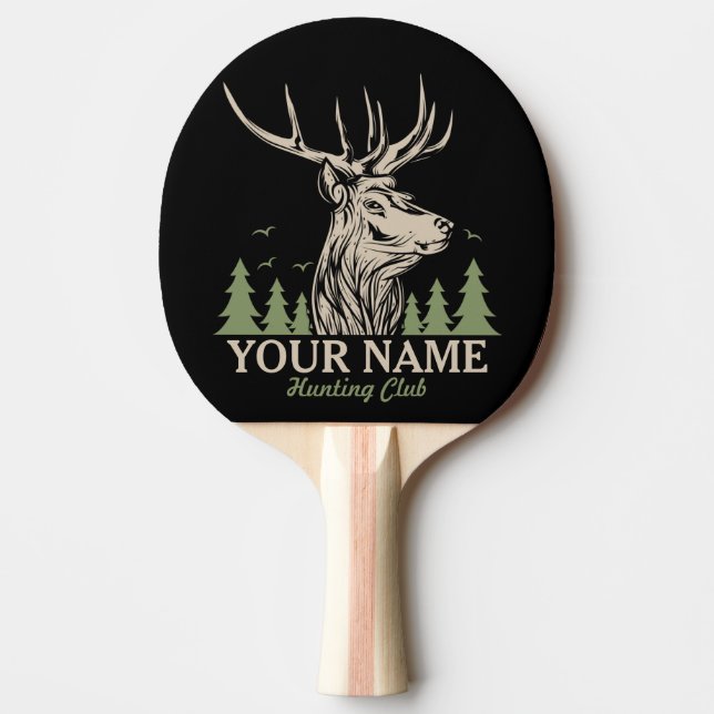 Personalised Hunter Deer Elk Antler Hunting Club  Ping Pong Paddle (Front)