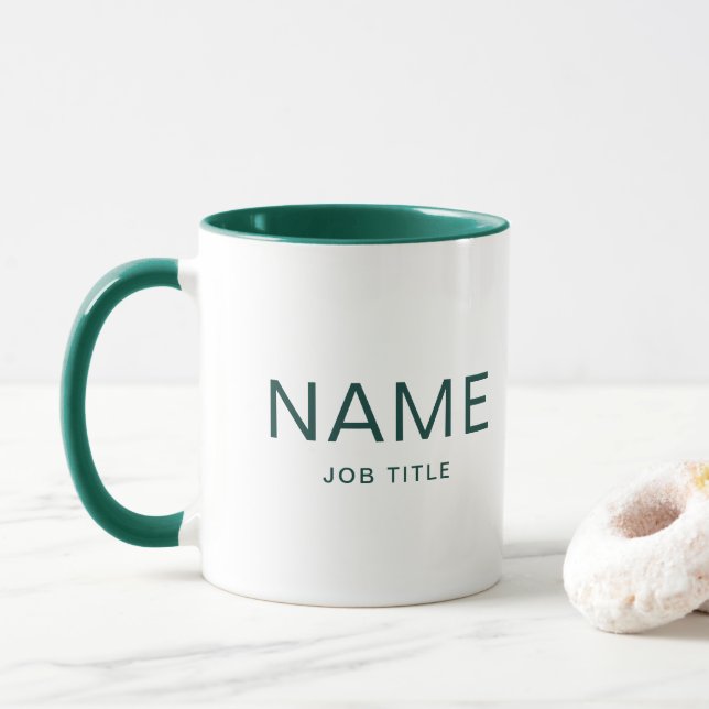 Personalised Hunter Green Combo Mug with Your Name (With Donut)