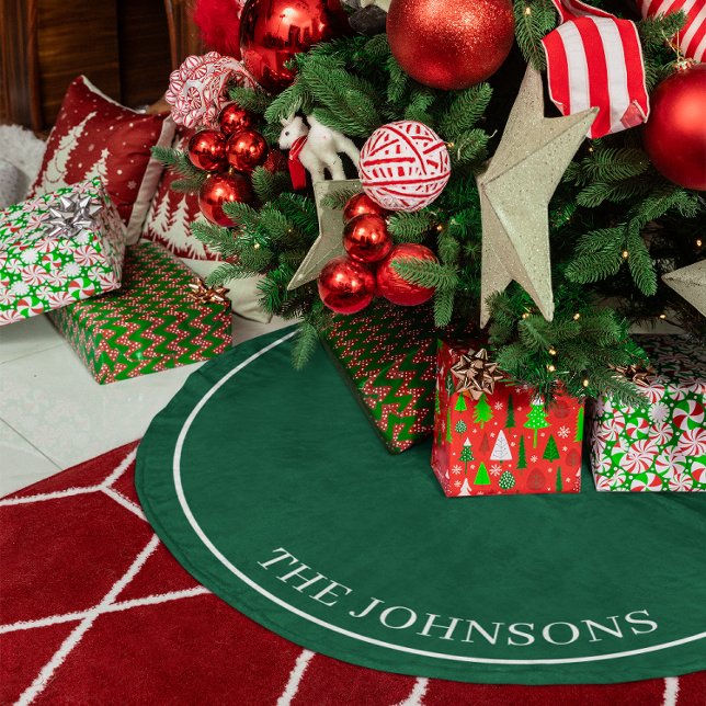 Personalised Hunter Green Fleece Tree Skirt (Personalized Hunter Green Fleece Tree Skirt)
