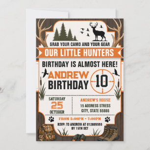 Personalised Hunting Birthday party Invitation