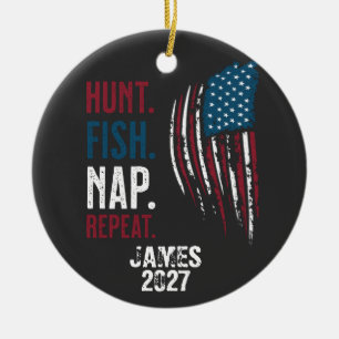 Personalised Hunting Fishing Outdoorsman Ceramic Ornament