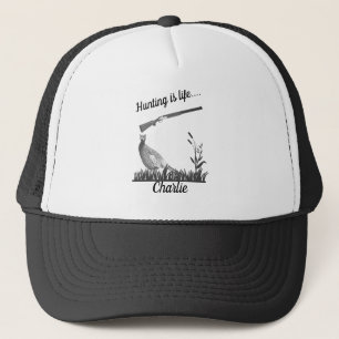 Personalised Hunting Is Life Pheasant and Shotgun Trucker Hat