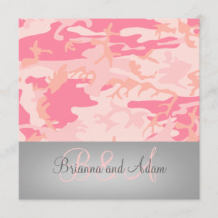 Personalised Hunting Theme Pink Camo Wedding Invitation