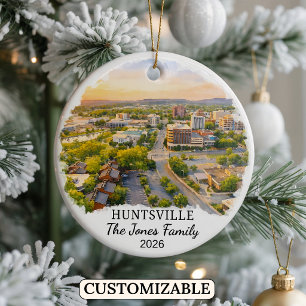 Personalised Huntsville Ornament, Custom Alabama Ceramic Ornament