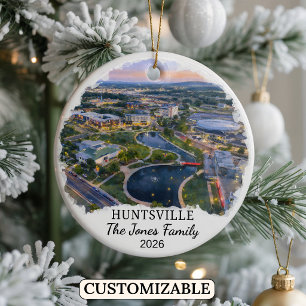 Personalised Huntsville Ornament, Custom Alabama Ceramic Ornament